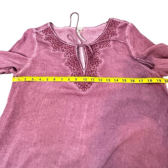 Andree Top Womens Size S Mauve Pink Ruffled Peasant Embroidered Boho Loose Flowy - Picture 7 of 9